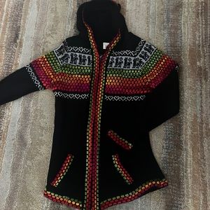 Women’s Handmade Alpaca Zip Up Hoodie Sweater MEDIUM NWOT